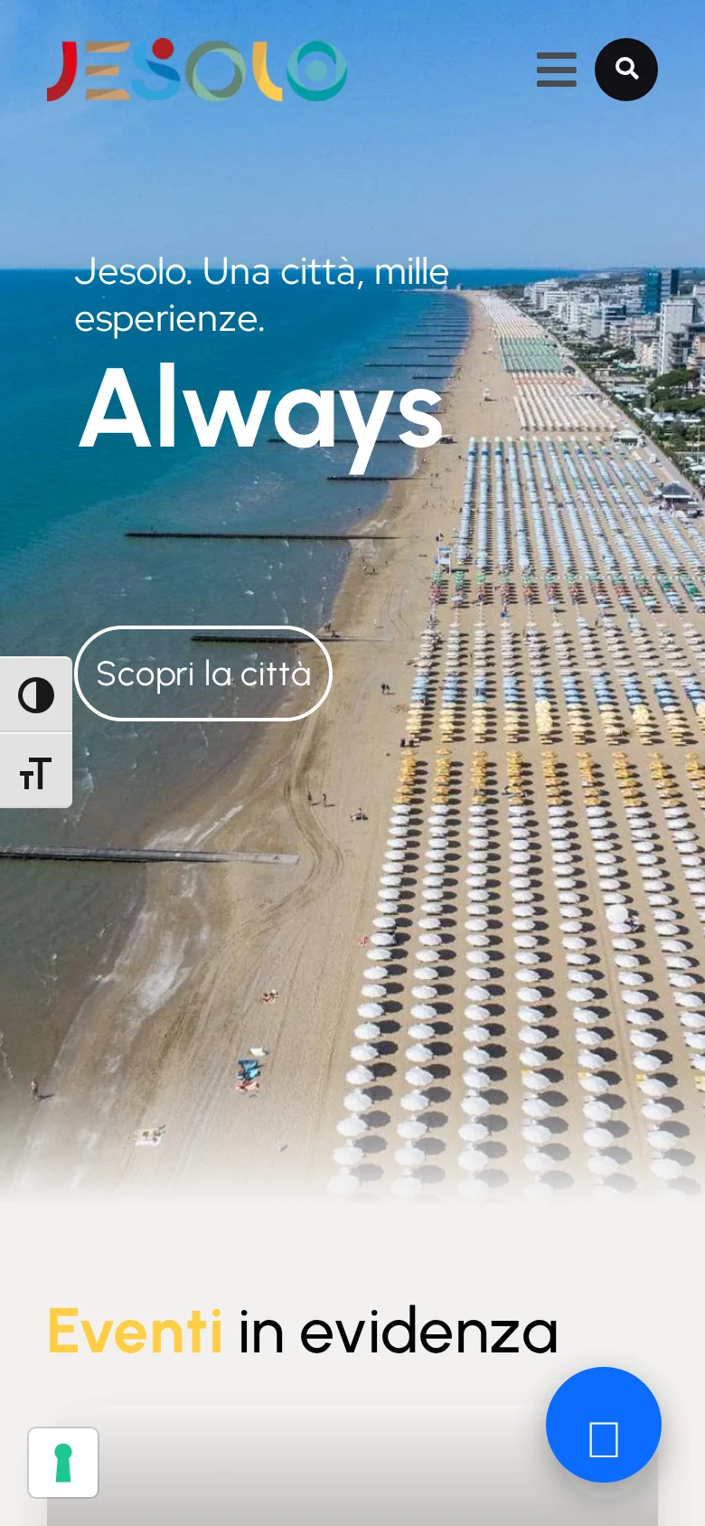 Il portale di Jesolo su smartphone